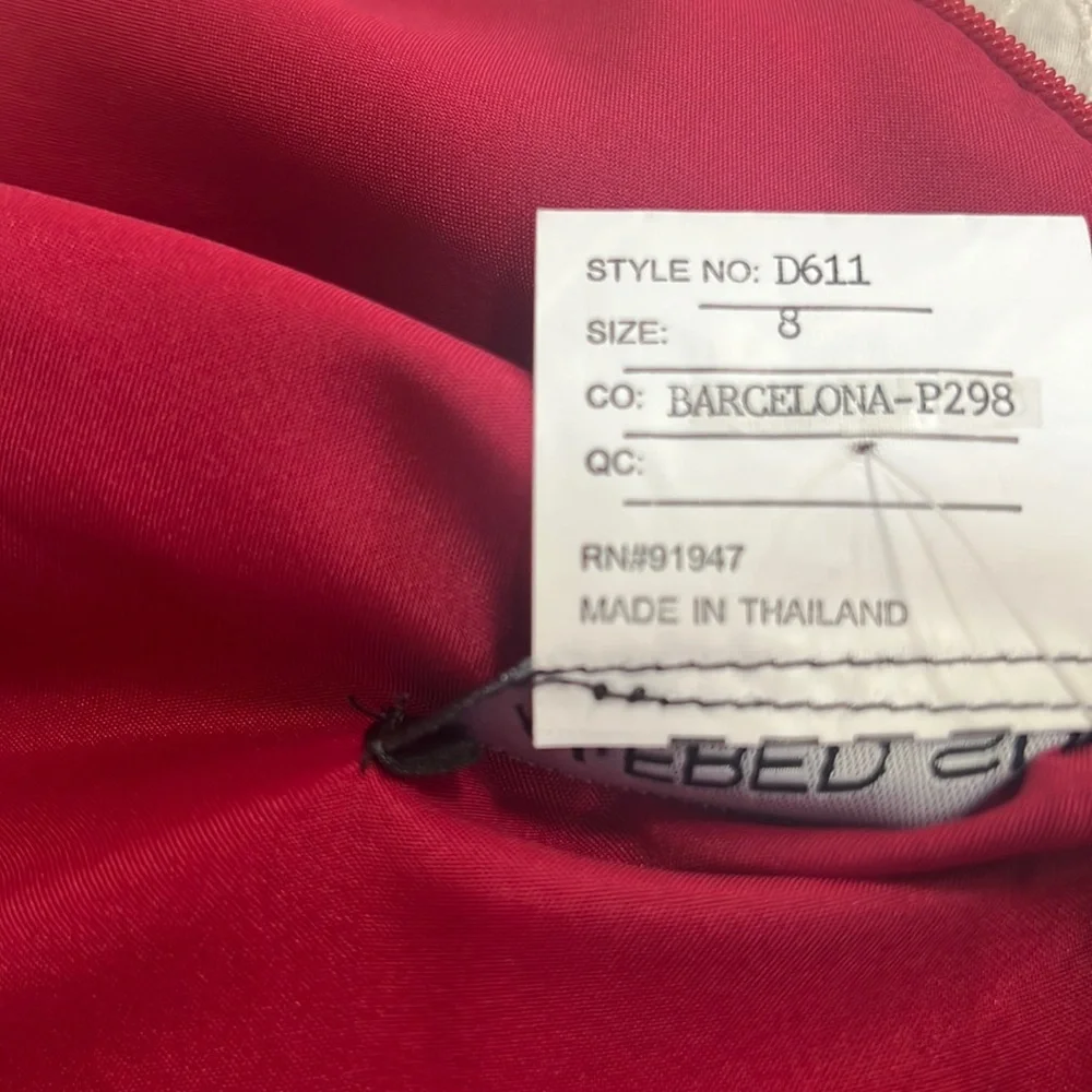 ALFRED SUNG‎ Sleeveless Pleated Skirt Red Long Formal Gown Dress Pockets prom 10 - Picture 10 of 13